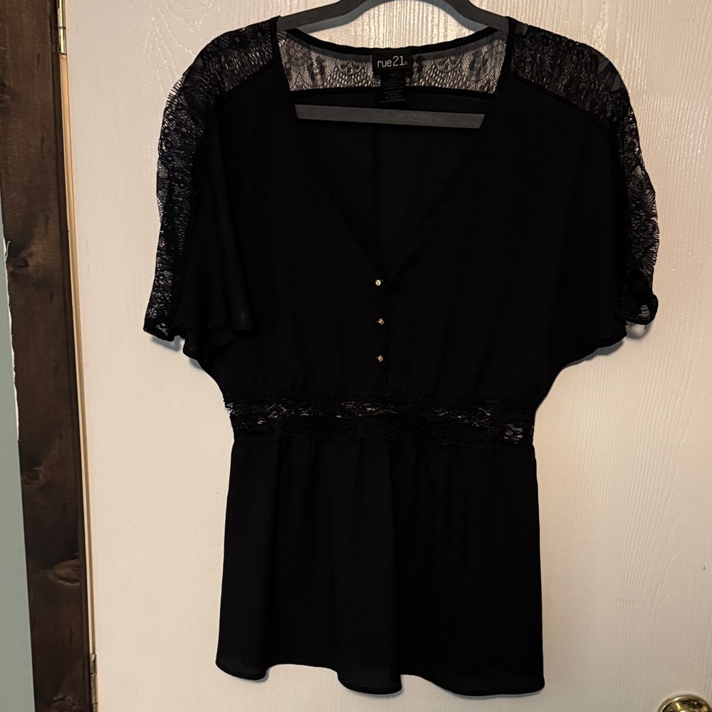 Rue21 Black Lace Accent Women's Blouse